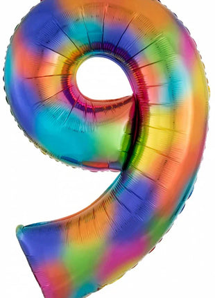 Rainbow óriás szám fólia lufi 9-es, 86*55 cm