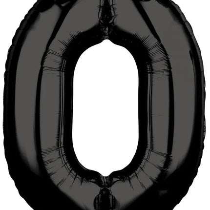 Black Szám 0 Fólia lufi 66x50 cm