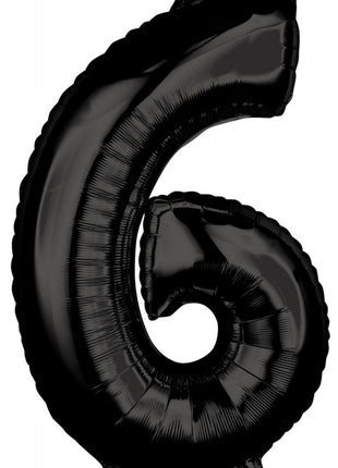 Black Szám 6 Fólia lufi 66x43 cm