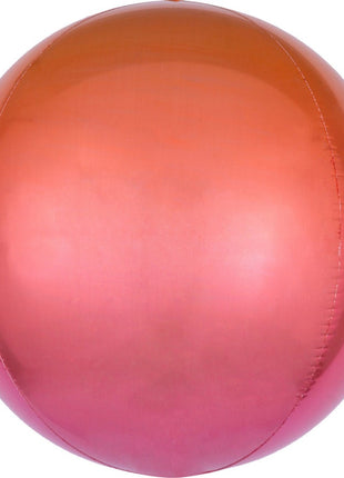 Ombré Red and Orange Gömb Fólia lufi 40 cm