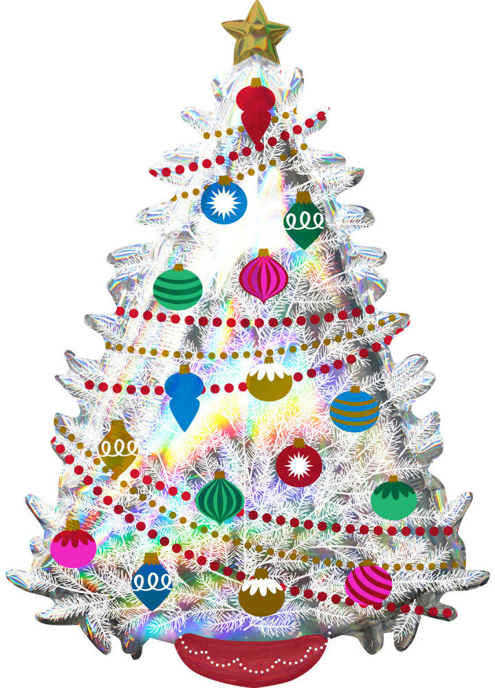 Hologrammos Christmas Tree, Karácsonyi fólia lufi 91 cm