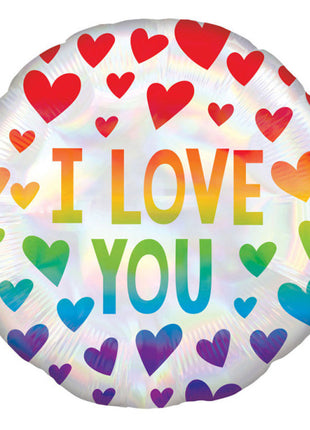 I love You Rainbow, Szeretlek fólia lufi 43 cm