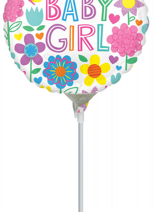 Baby Girl Floral mini fólia lufi 10 cm (WP)