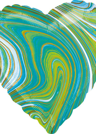 Blue Green Heart, Szív Fólia lufi 43 cm
