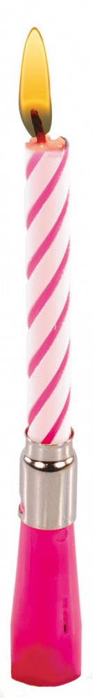 Pink tortagyertya zenélő tartóval
