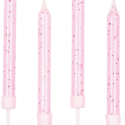 Pink csillogó tortagyertya, gyertya szett 10 db-os