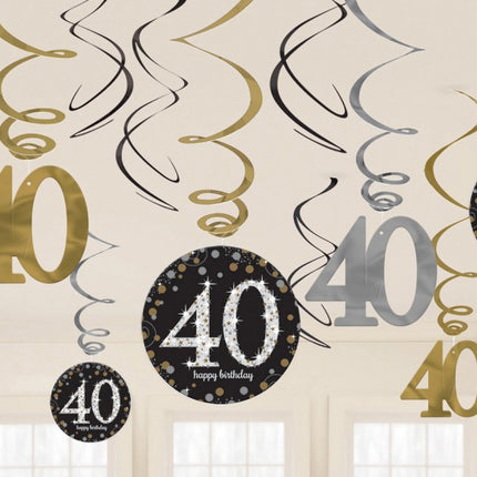 Happy Birthday Gold 40 Szalag dekoráció 12 db-os szett