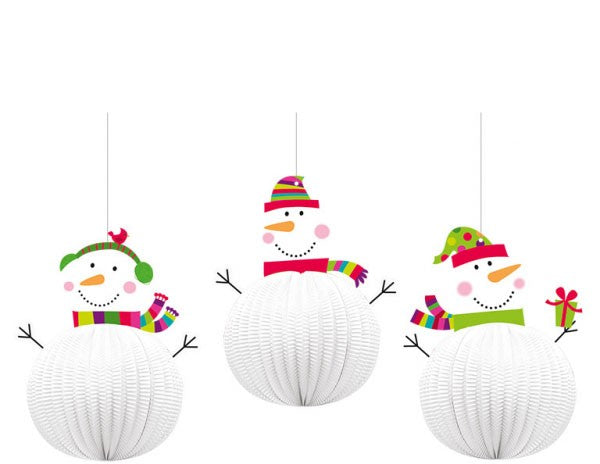 Snowman, Hóember 3D Függő dekoráció 3 db-os