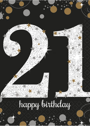Happy Birthday 21 Gold szalvéta 16 db-os 33x33 cm