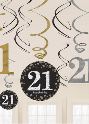 Happy Birthday Gold 21 Szalag dekoráció 12 db-os szett