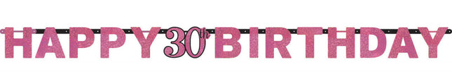 Happy Birthday Pink 30 hologrammos felirat 213 cm