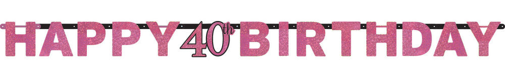 Happy Birthday Pink 40 hologrammos felirat 213 cm