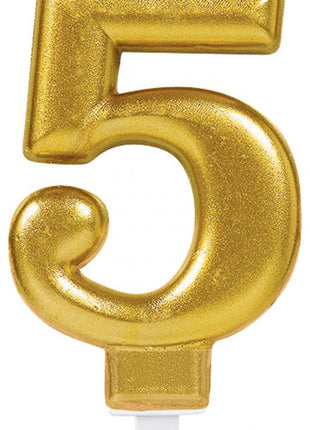 Arany Gold számgyertya, tortagyertya 5-ös