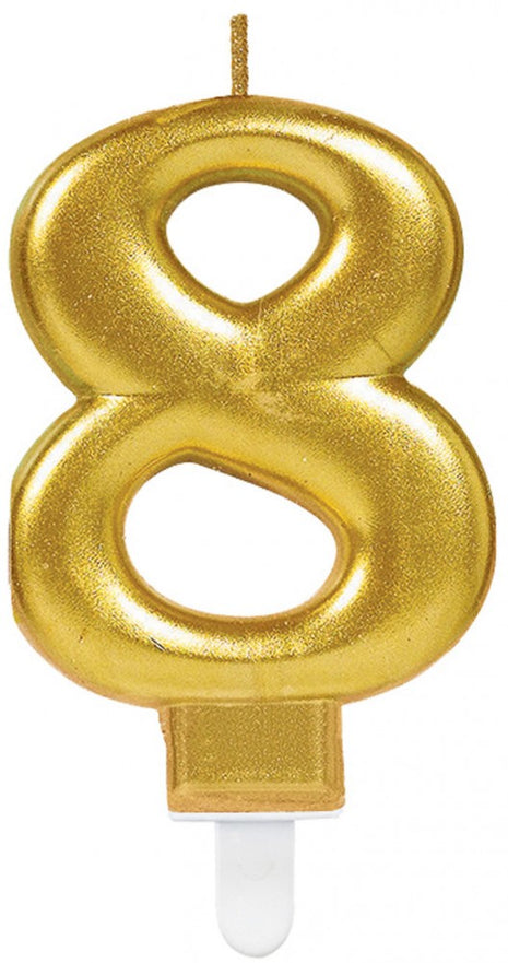 Arany Gold számgyertya 8-as tortagyertya