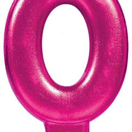 Rózsaszín Pink számgyertya, tortagyertya 0-ás