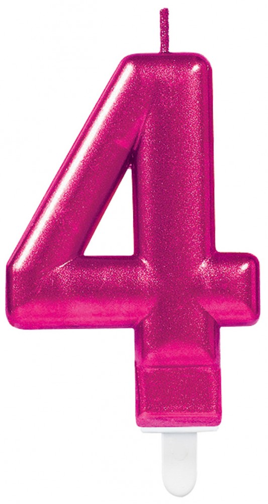 Rózsaszín Pink számgyertya, tortagyertya 4-es