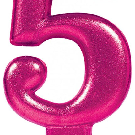 Rózsaszín Pink számgyertya, tortagyertya 5-ös