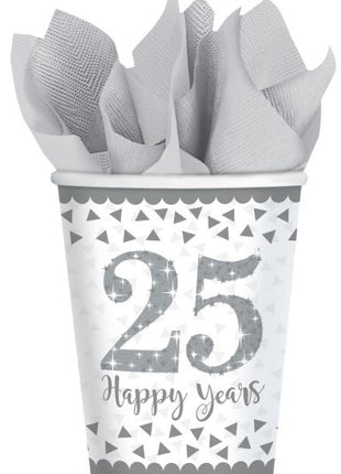 Házassági évforduló 25. Silver papír pohár 8 db-os 266 ml