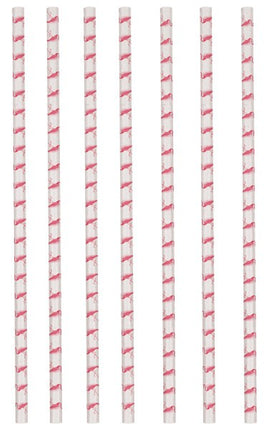 Flamingó Pink papír szívószál, 12 db-os szett