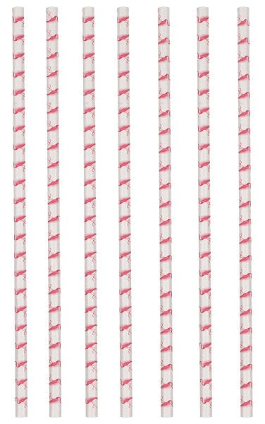 Flamingó Pink papír szívószál, 12 db-os szett