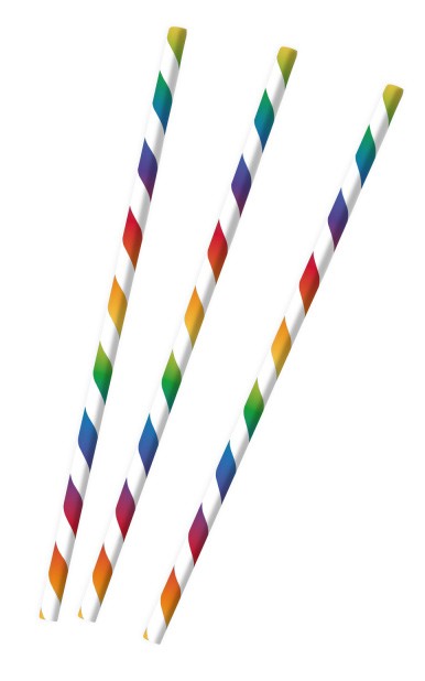 Bright Rainbow papír szívószál, 12 db-os szett