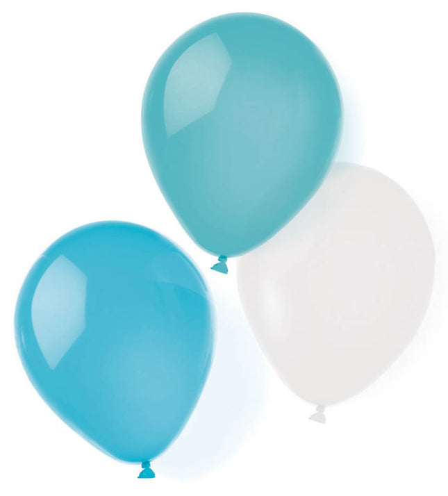 Kék Aqua Glamor léggömb, lufi 8 db-os 10 inch (25,4 cm)