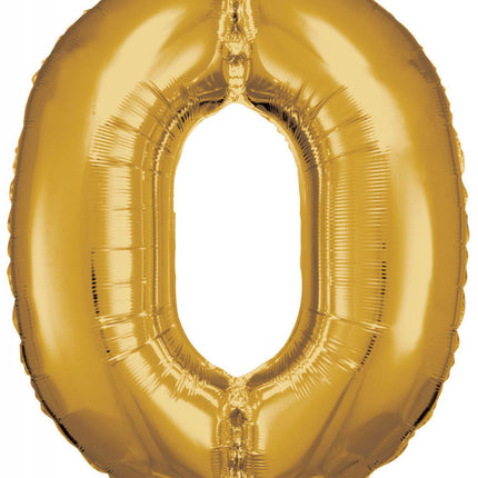 Gold, Arany óriás szám fólia lufi 0-ás, 83*66 cm