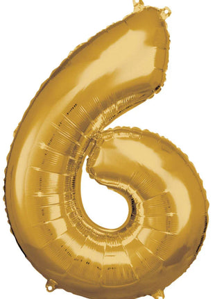 Arany Gold óriás szám fólia lufi 6-os, 86x58 cm