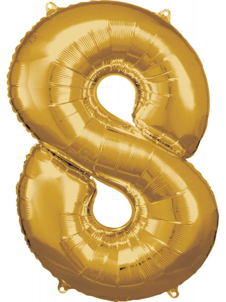 Arany Gold óriás szám fólia lufi 8-as, 83x55 cm