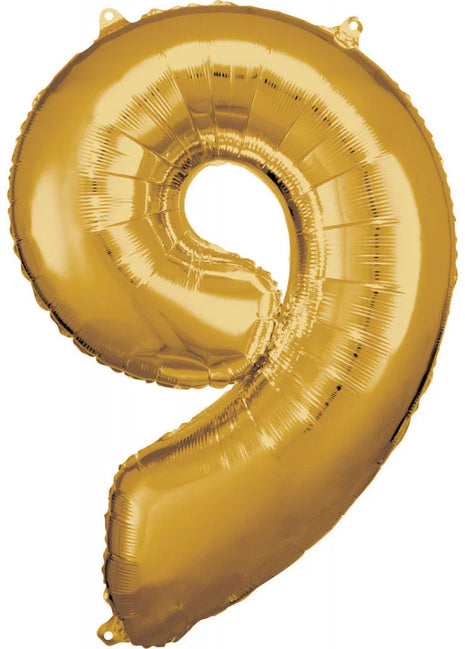 Arany Gold óriás szám fólia lufi 9-es, 83x58 cm