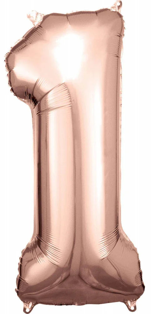 Rose Gold óriás szám fólia lufi 1-es, 83*38 cm