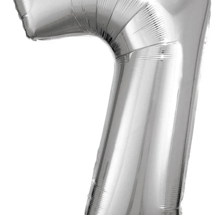 Silver óriás szám fólia lufi 7-es, 83*55 cm