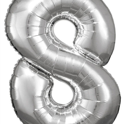 Silver óriás szám fólia lufi 8-as, 83*55 cm