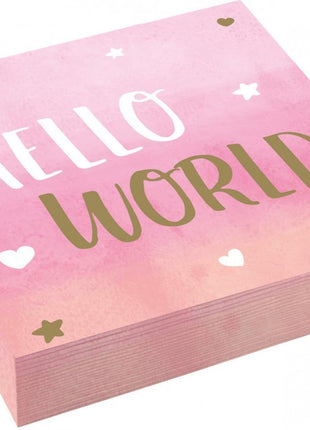 Baby Girl Hello World szalvéta 16 db-os 33x33 cm