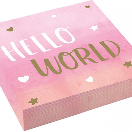 Baby Girl Hello World szalvéta 16 db-os 33x33 cm