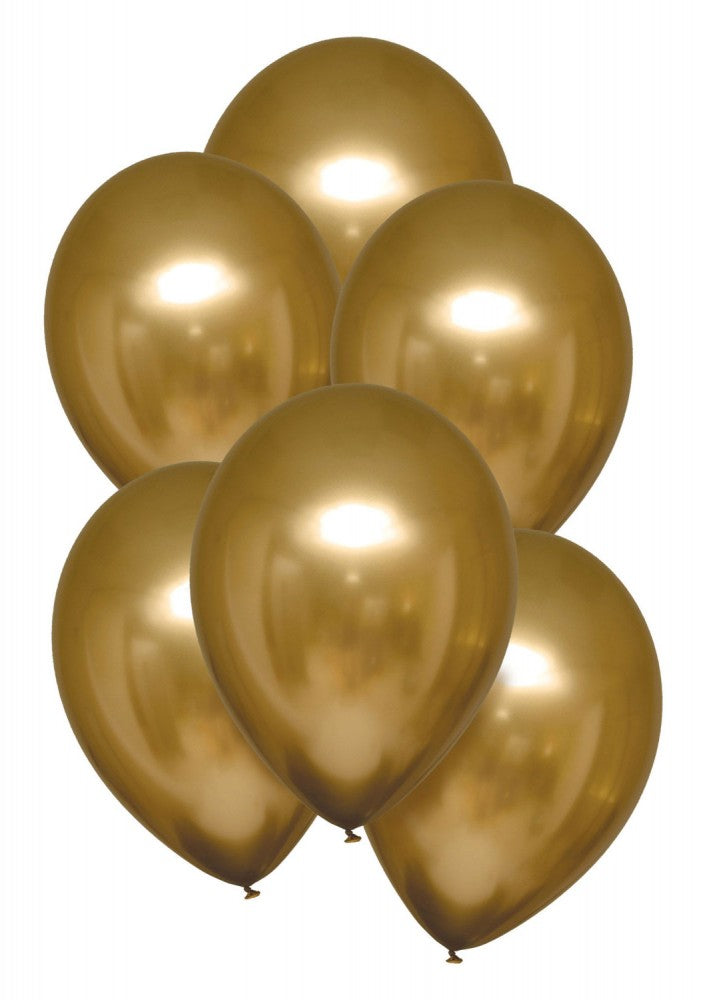 Szatén Gold léggömb, lufi 6 db-os 11 inch (27,5cm)