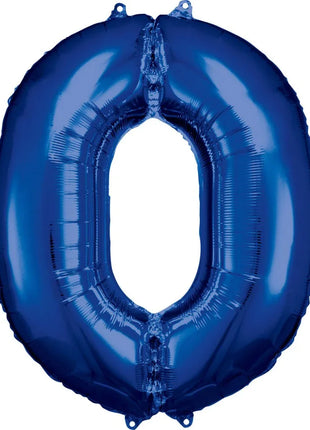 Blue óriás szám fólia lufi 0-ás, 88*66 cm