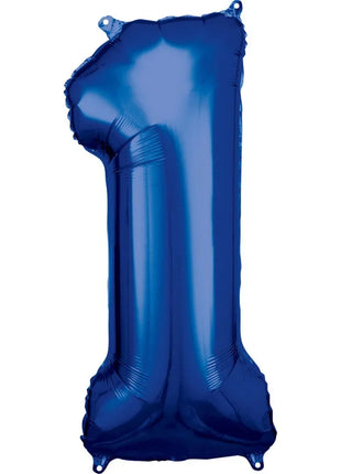 Blue óriás szám fólia lufi 1-es, 86*33 cm