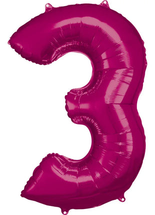 Pink óriás szám fólia lufi 3-as, 88*53 cm