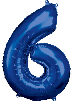Blue óriás szám fólia lufi 6-os, 88*55 cm