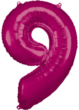Pink óriás szám fólia lufi 9-es, 86*63 cm
