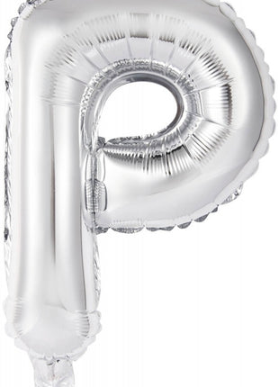 Silver, Ezüst P betű fólia lufi 45 cm