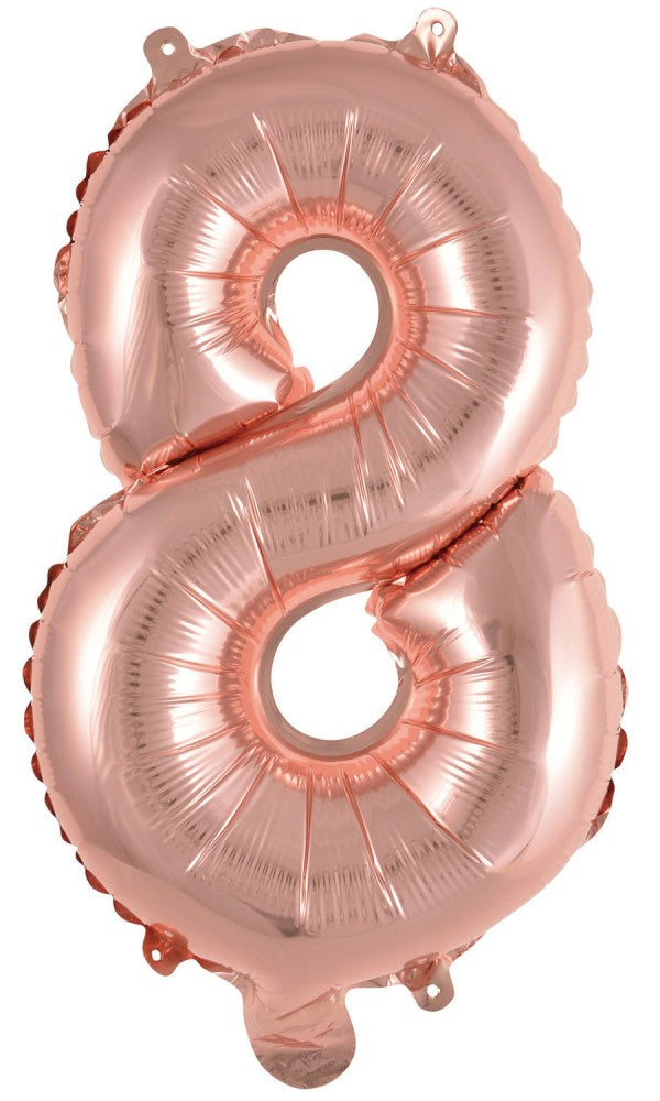 Rose Gold 8-as szám fólia lufi 46 cm
