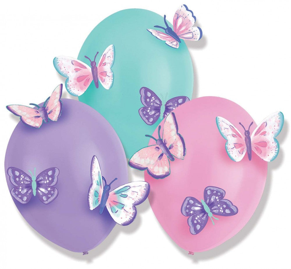Pillangó Flutter léggömb, lufi 3 db-os kiegészítőkkel 14 inch (35,5 cm)