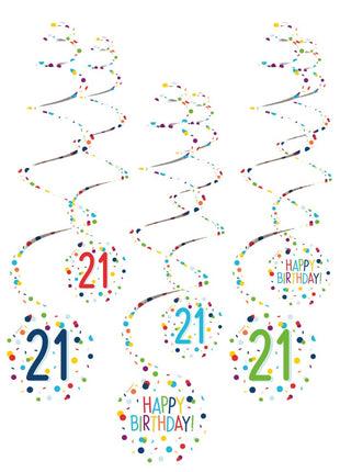 Konfettis Happy Birthday 21 szalag dekorációs szett 6 db-os
