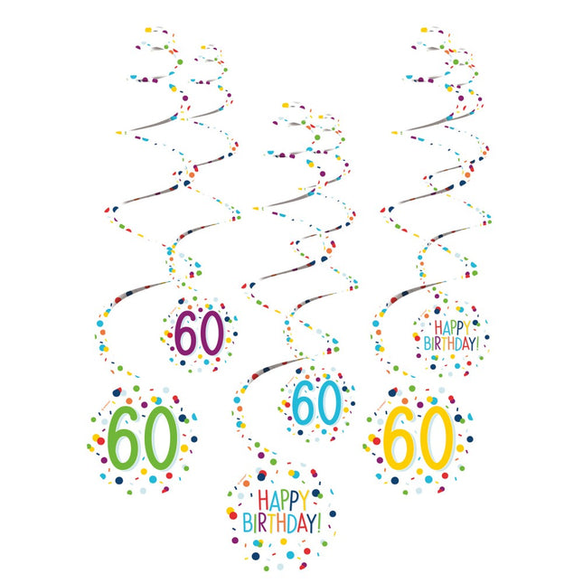 Konfettis Happy Birthday 60 szalag dekorációs szett 6 db-os