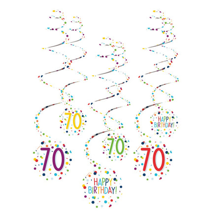 Konfettis Happy Birthday 70 szalag dekorációs szett 6 db-os