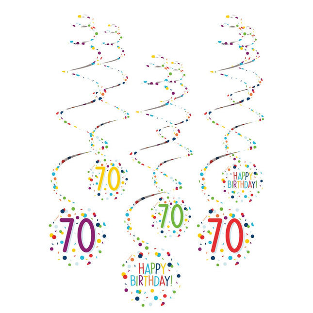 Konfettis Happy Birthday 70 szalag dekorációs szett 6 db-os