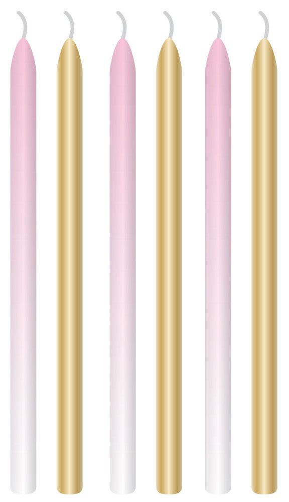 Happy Birthday Pink Ombre tortagyertya, gyertya szett 6 db-os