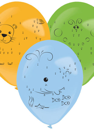 Számösszekötős Animals léggömb, lufi 3 db-os tollal 14 inch (35,5 cm)